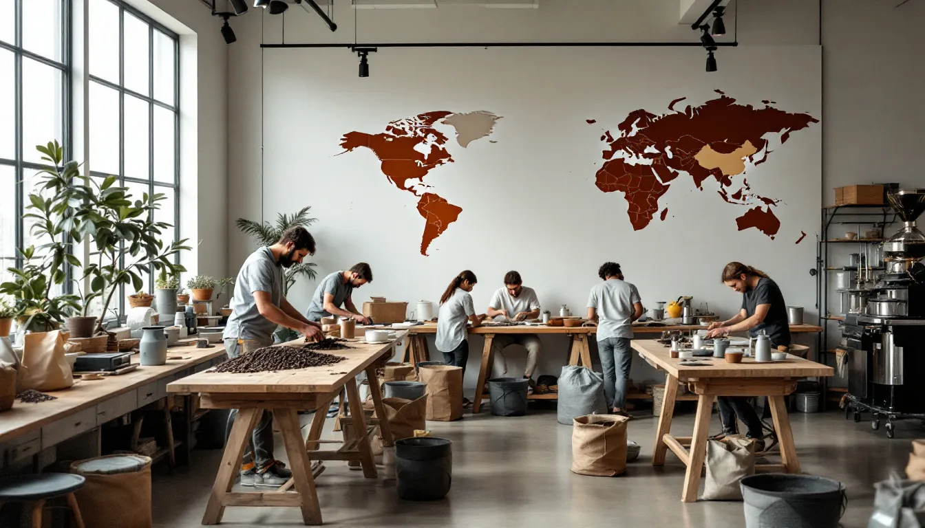 Coffee producers at work, playing a crucial role in single origin coffee production.