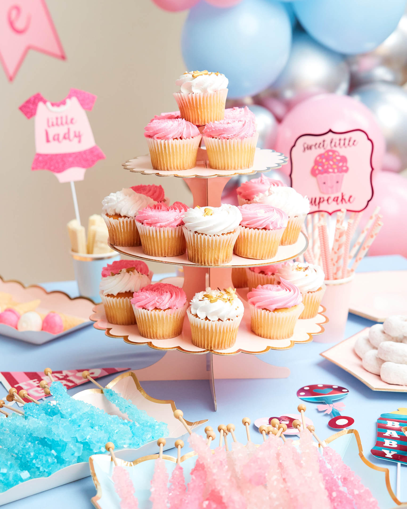 Gender Reveal Pink and White Cupcakes