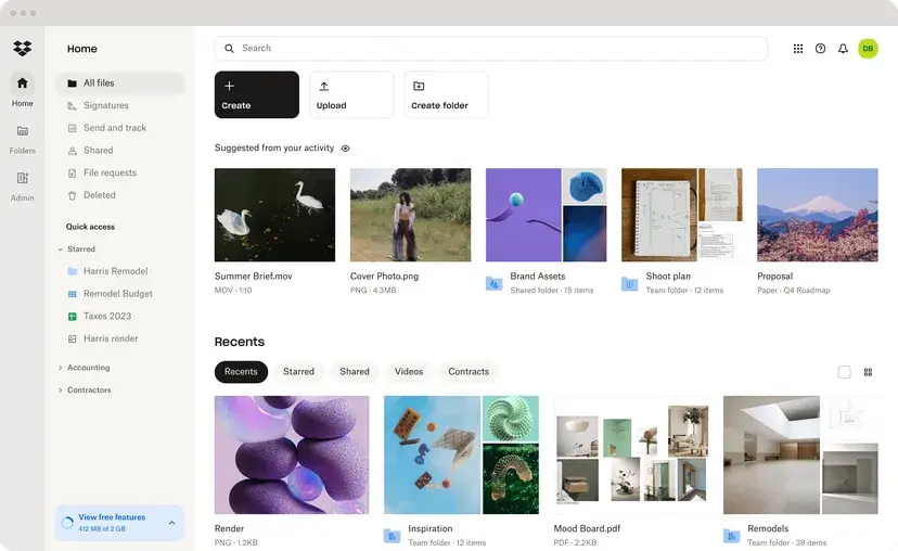 Dropbox Business - Dashboard