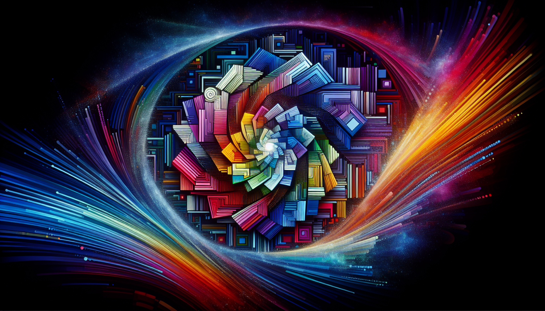 A colorful abstract illustration representing the concept of AI image editing and generation