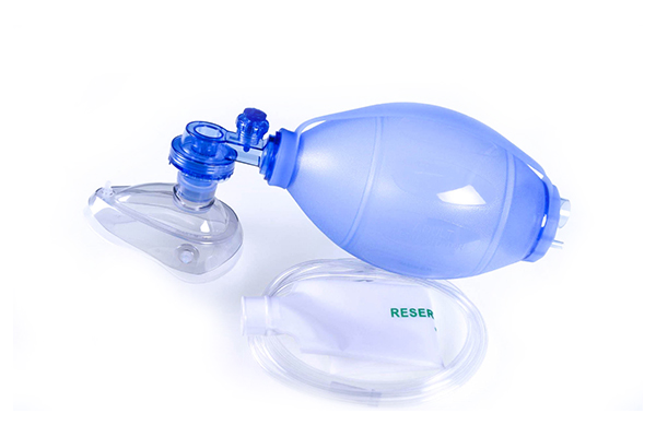 rubber oxygen mask in blue