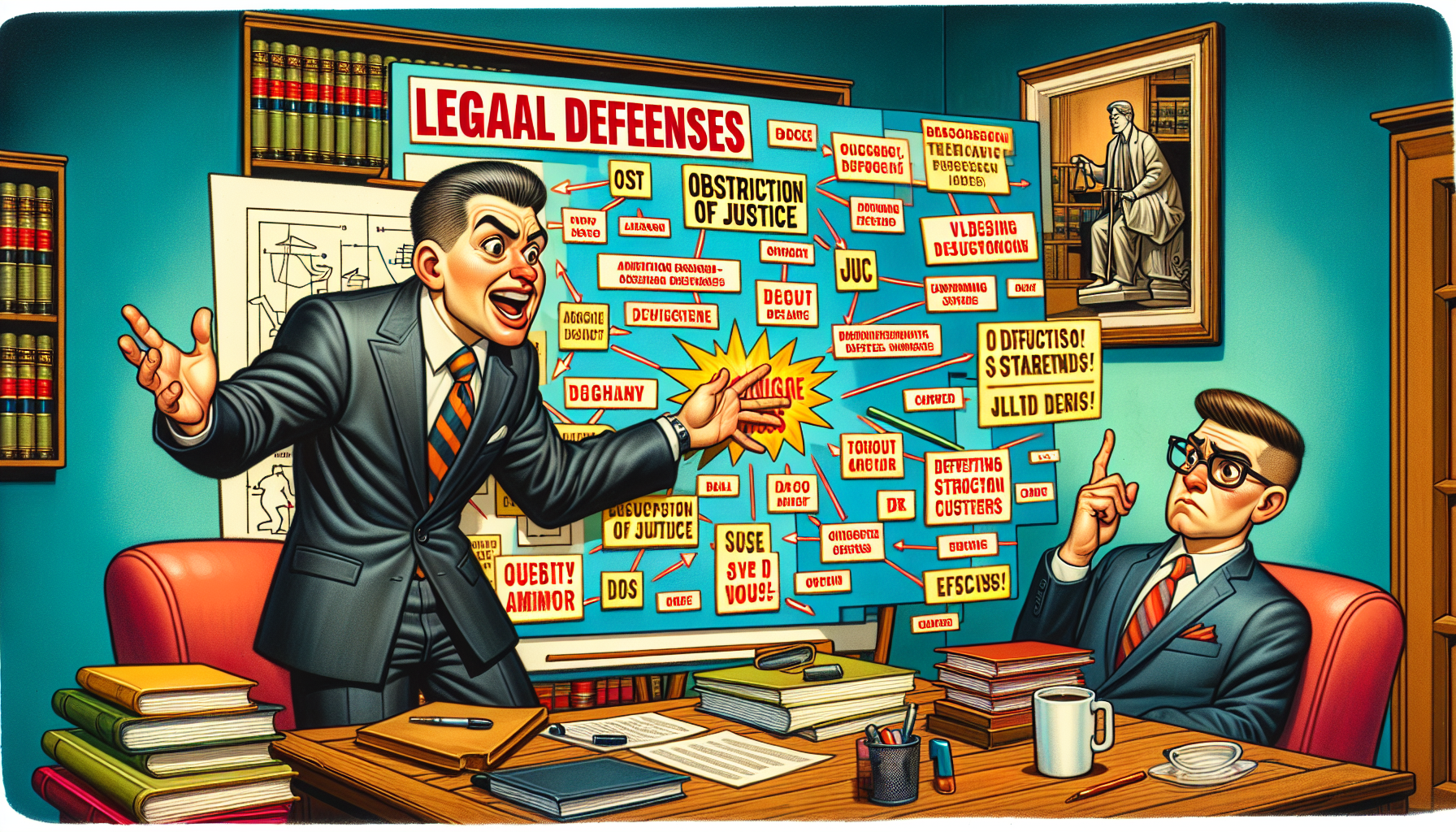 An illustration representing legal defenses against obstruction charges.