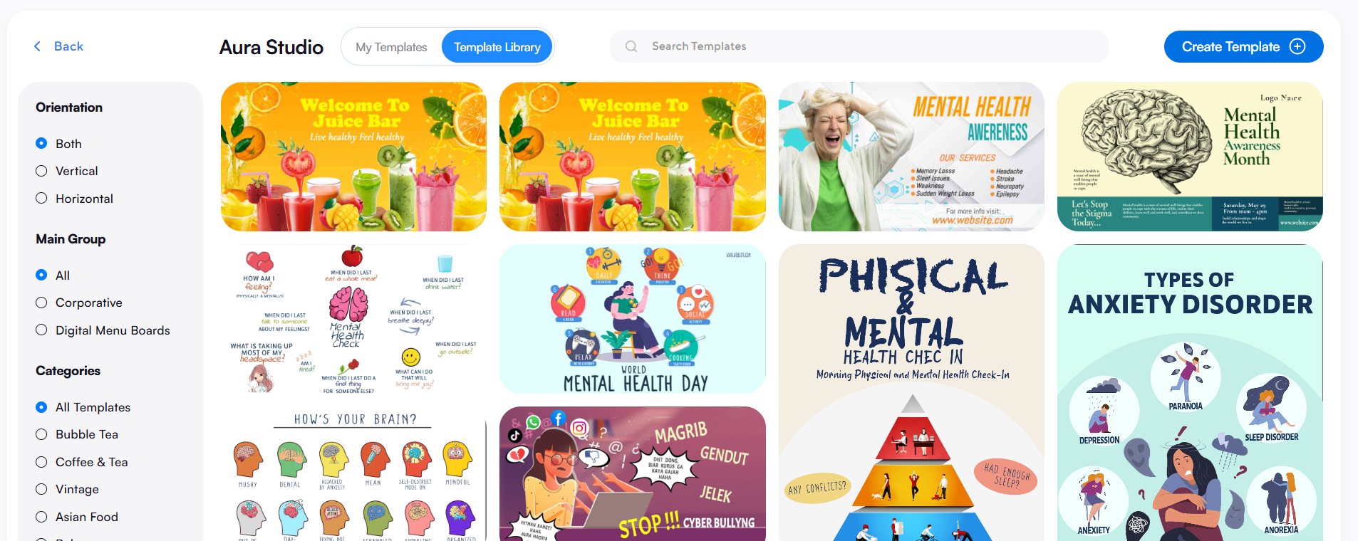 upload own content or use pre-designed templates