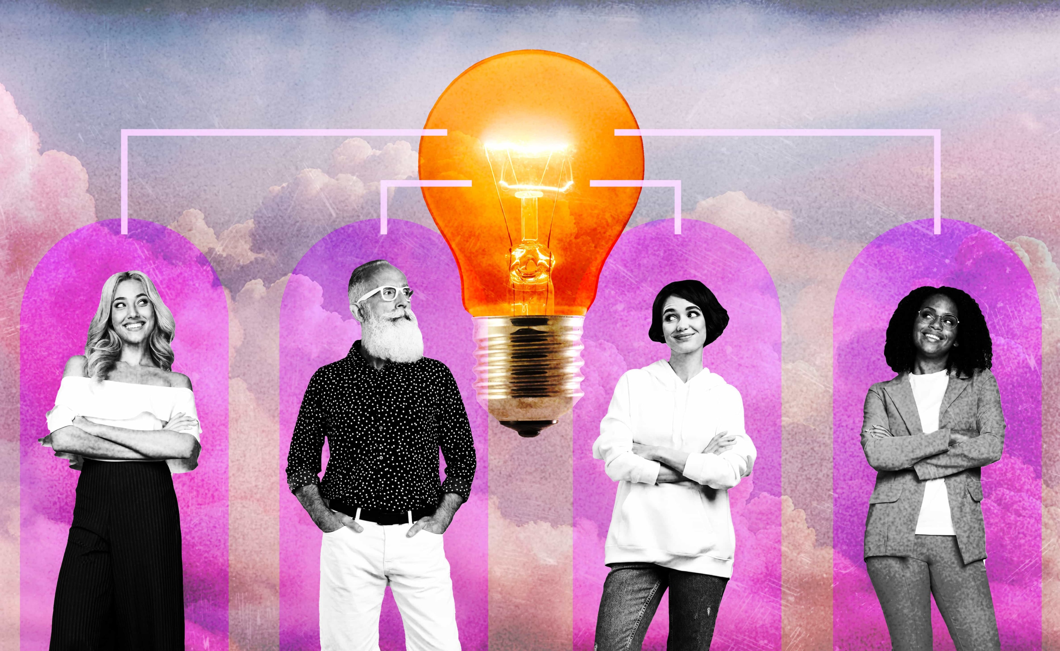 4 people in the target audience with a lightbulb behind them