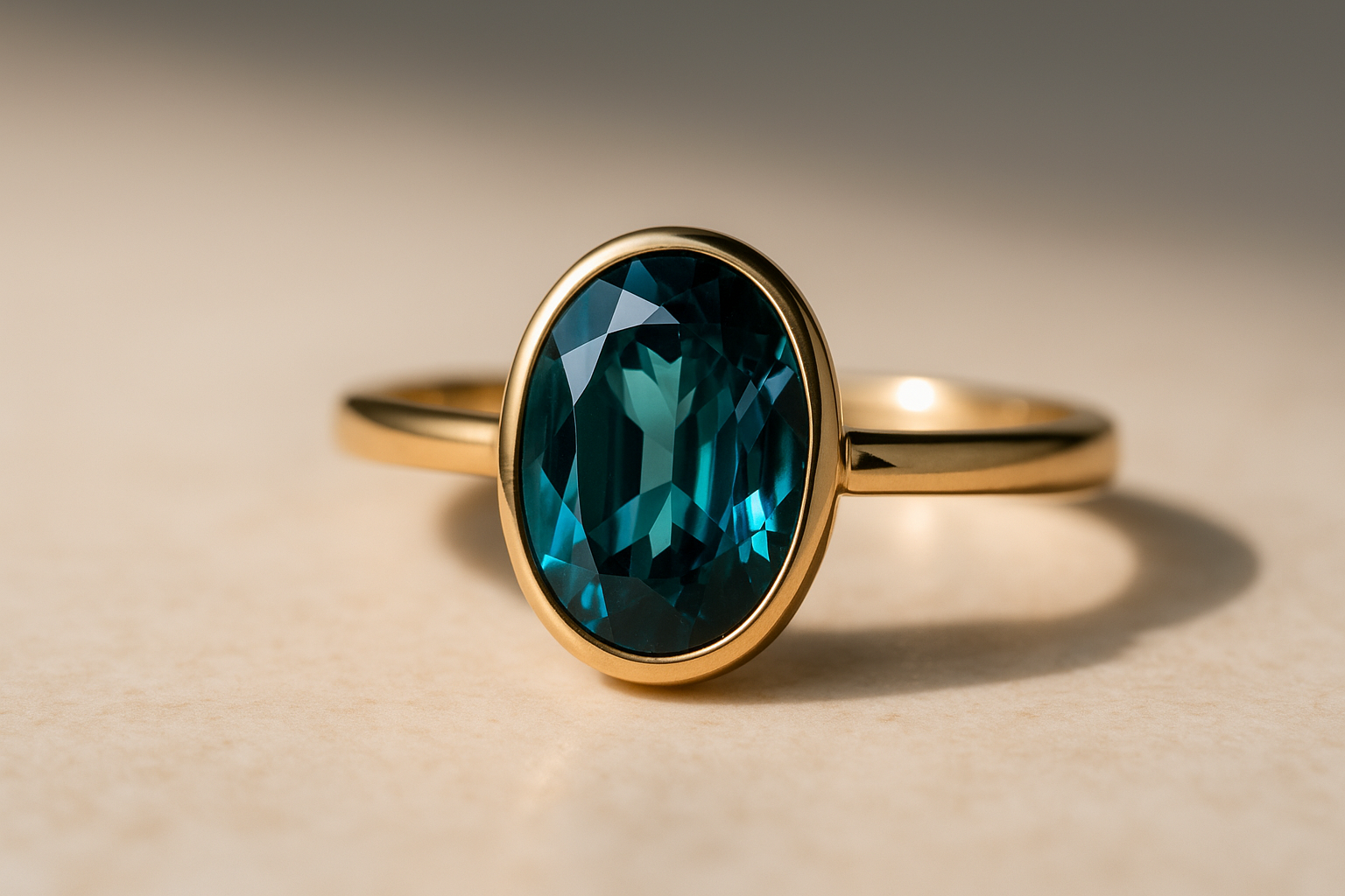 Mėlynas turmalinas žiede