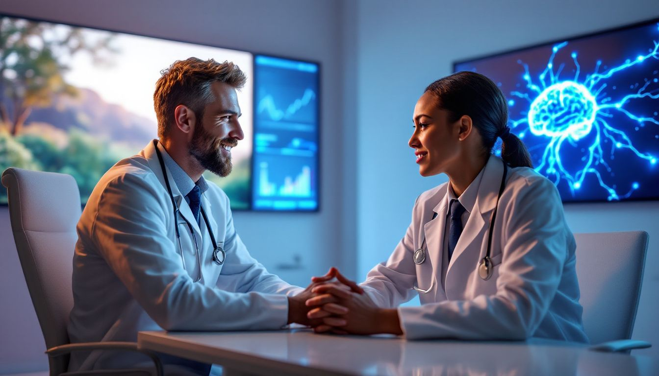 A doctor discussing farmapram with a patient.