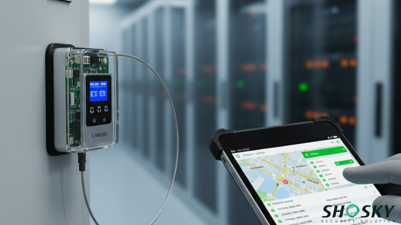 Real-time monitoring of an E-SEAL in a server room