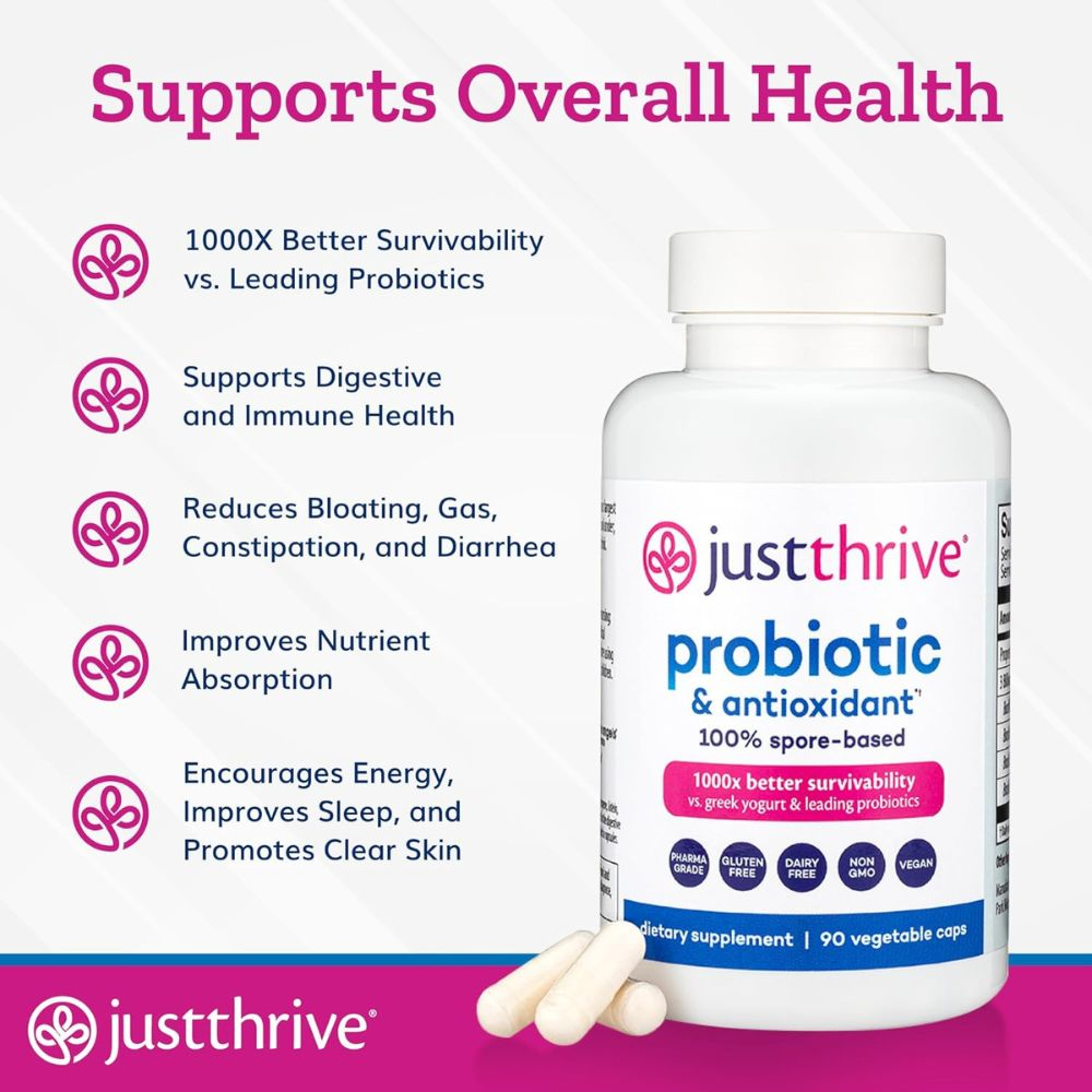 An image of Just Thrive Probiotic supplement bottle, the perfect probiotic for every lifestyle.