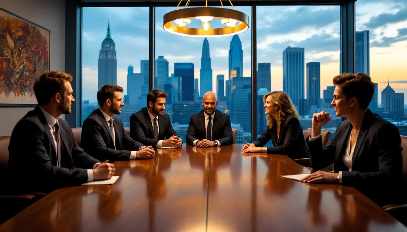 A team of family law attorneys collaborating in a meeting at the law office of Bryan Fagan PLLC.