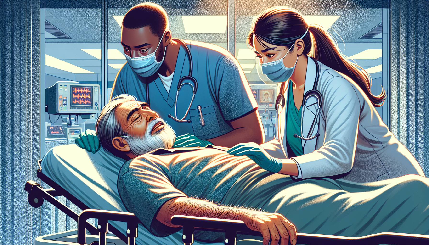 Illustration of a person receiving medical attention