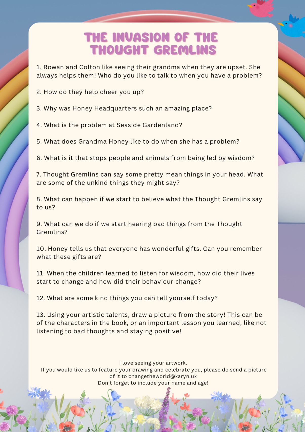 The Invasion of the Thought Gremlins kids worksheet
