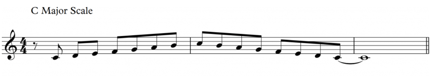 Starting a diatonic scale on the upbeat