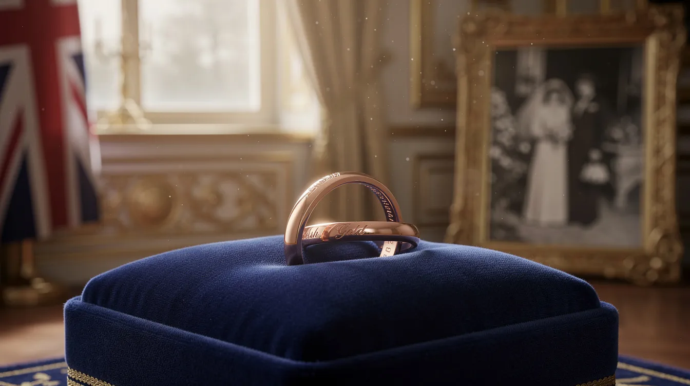 The image features a beautiful gold ring crafted from pure Welsh gold, symbolizing its deep connection to the Royal Family and British culture. This elegant piece of jewellery represents a tradition that dates back to 1923, showcasing the charm and luxury associated with Welsh gold.