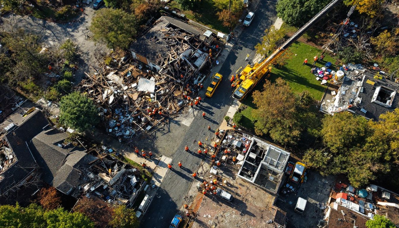 A visual representation of storm damage restoration in progress.