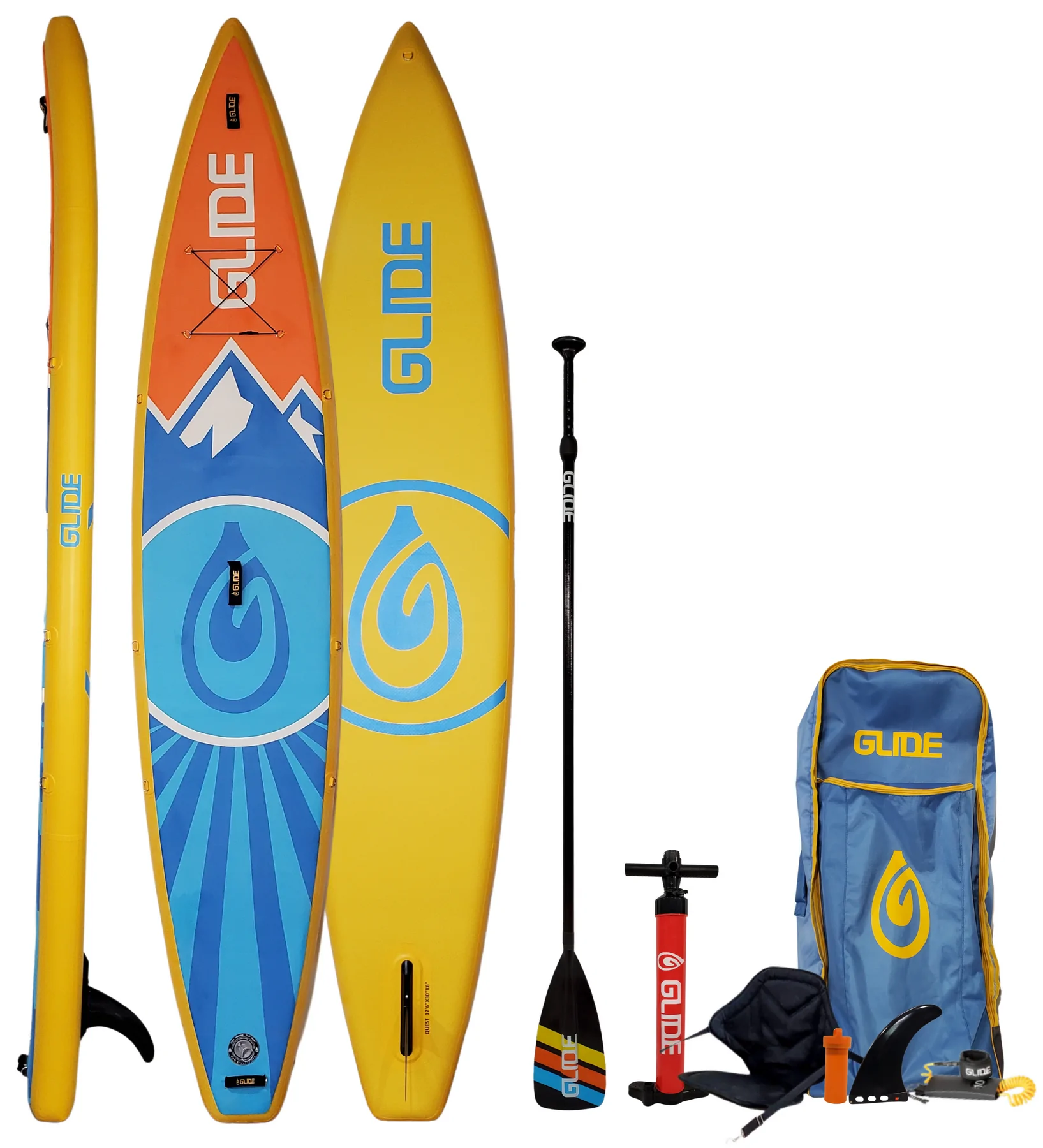 Stand up paddle board with backpack and chest strap for hiking and sup camping.