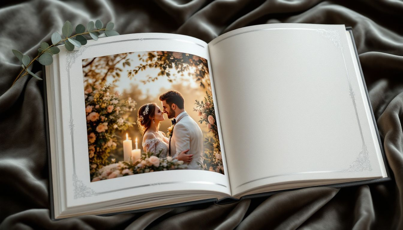 The process of creating a wedding album after the ceremony.