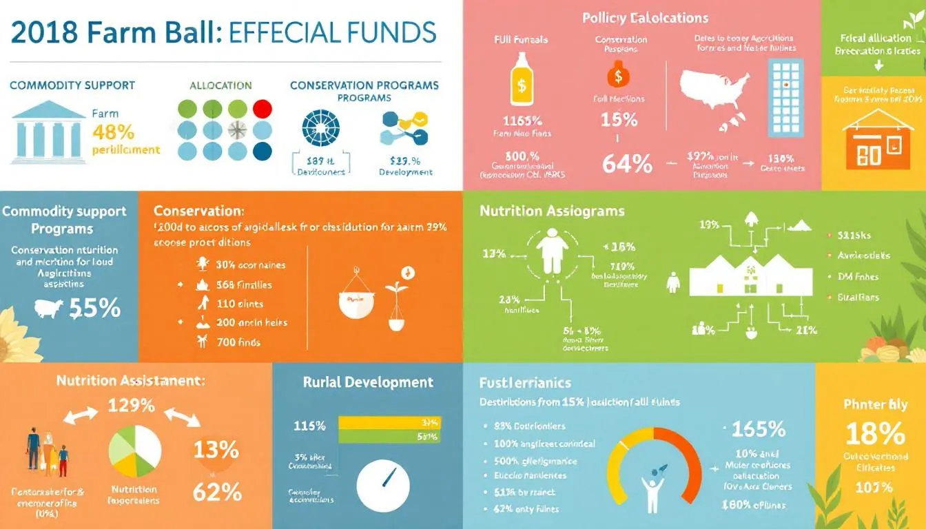 Funding and cost analysis of the 2018 Farm Bill, detailing financial allocations.