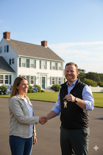A professional headshot of a male real estate agent in his early-to-mid 30s, featuring brownish-red hair and light scruff, dressed in a tailored dark suit. He has a confident yet approachable expression, set against a neutral blurred background, embodying the essence of a knowledgeable real estate agent ready to assist clients with negotiations, contracts, and closing processes in Connecticut real estate.