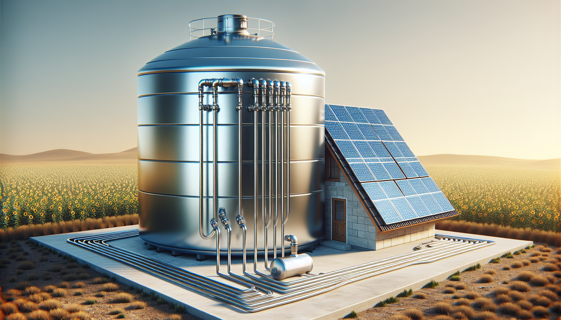 Ground-mounted storage tank for solar hot water system