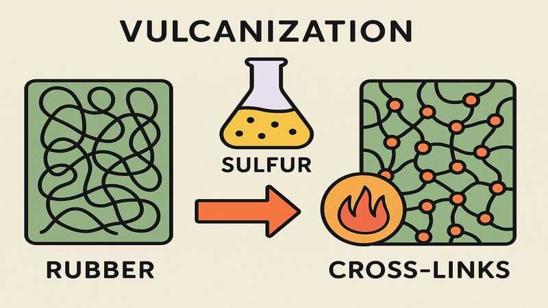 Vulcanization convert normal rubber pile to cross-linked one