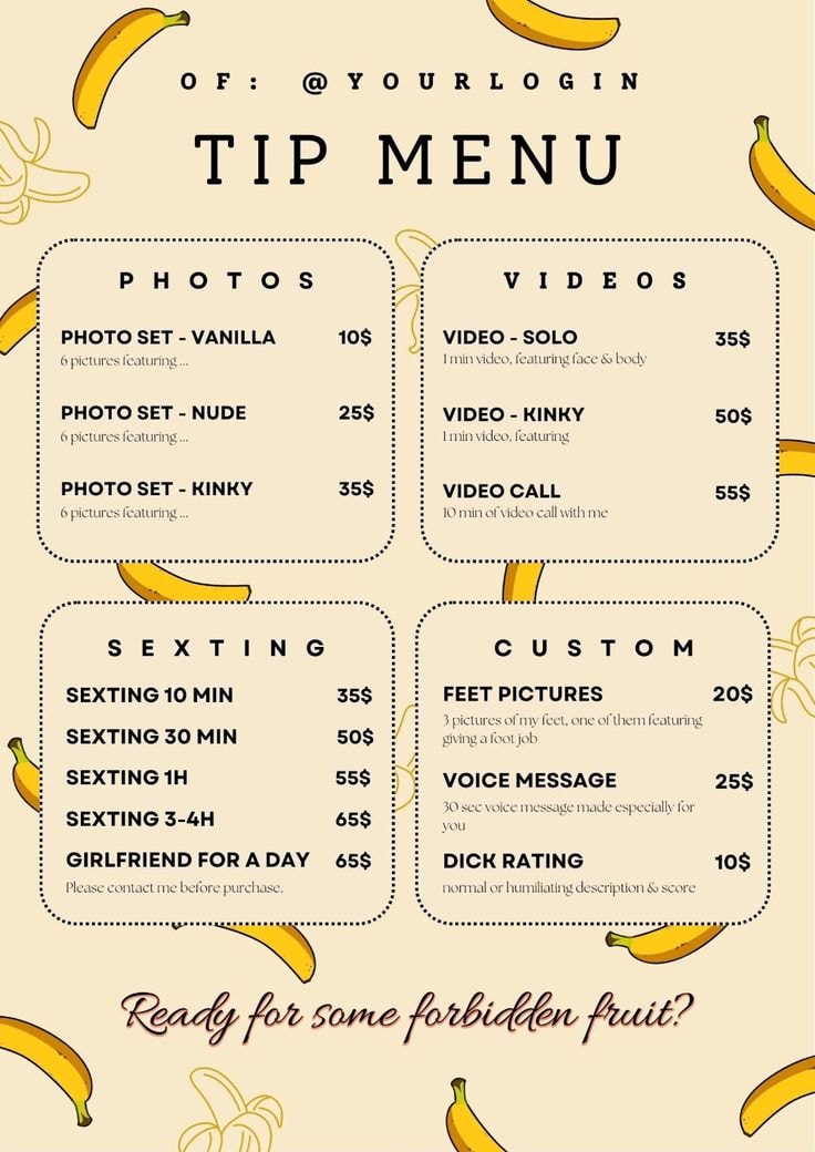 OnlyFans tip menu