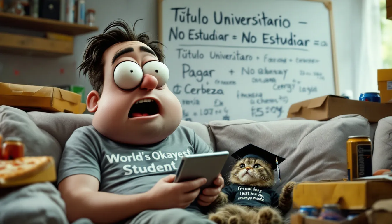 Una persona reflexionando sobre cómo obtener un título universitario sin estudiar.