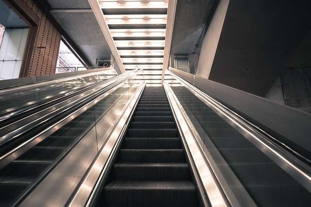 escalator, station, transportation, public transit