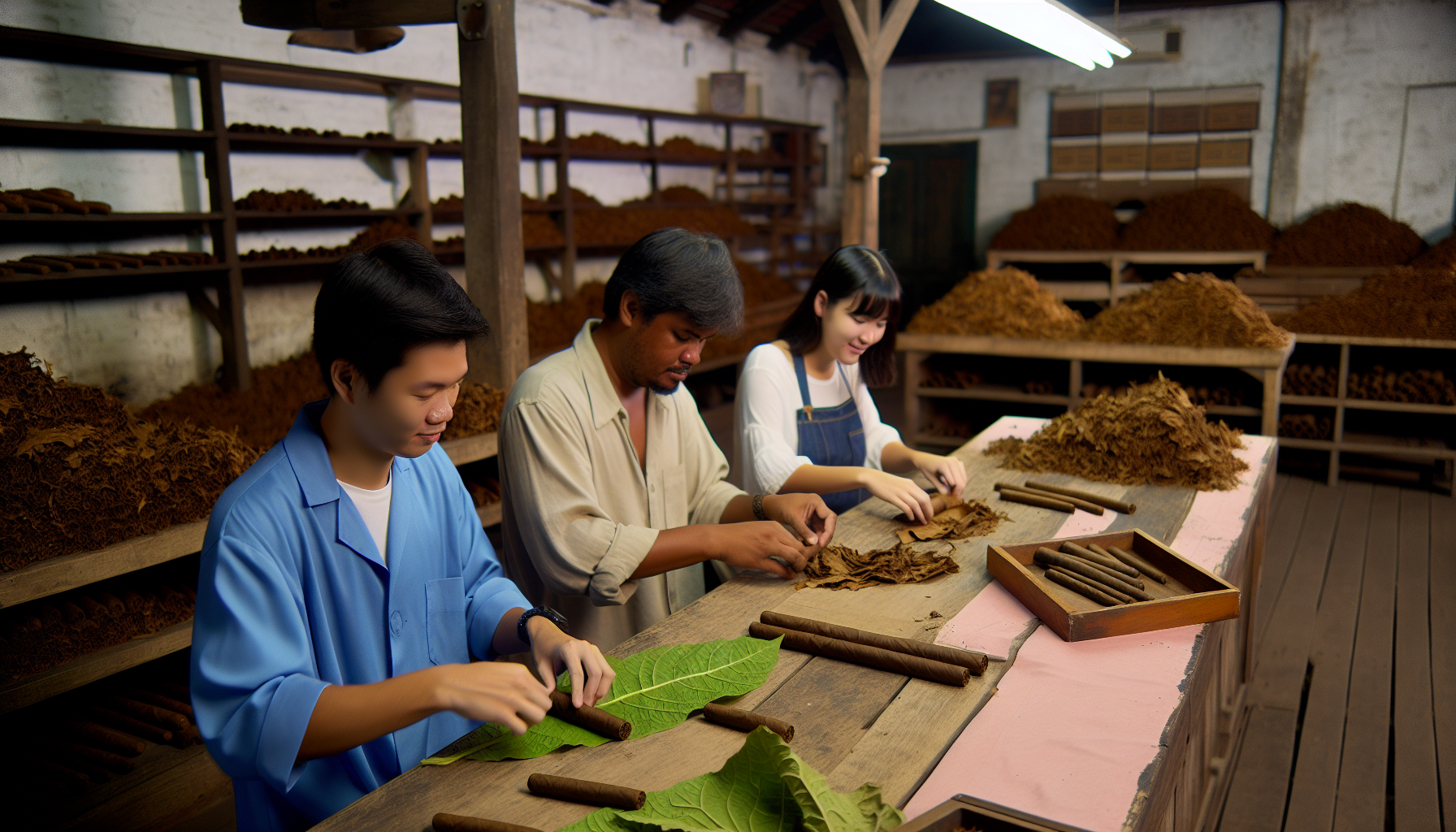 Handmade Costa Rica cigars being rolled by skilled artisans