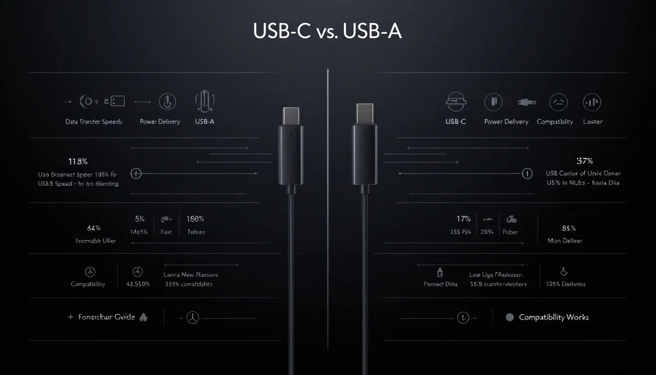 A comparison chart of USB-C and USB-A performance metrics.