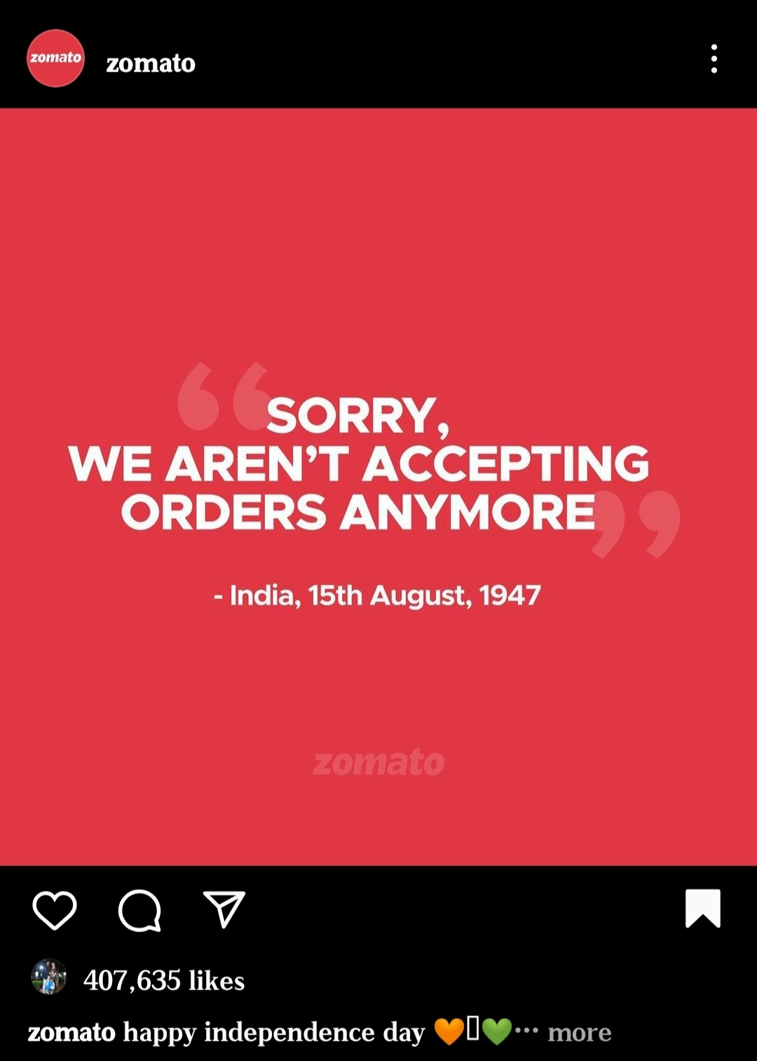 Zomato's Independence Day Post