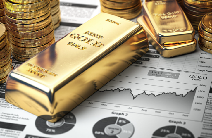 A graph showing the diversification benefits of investing in gold and stocks