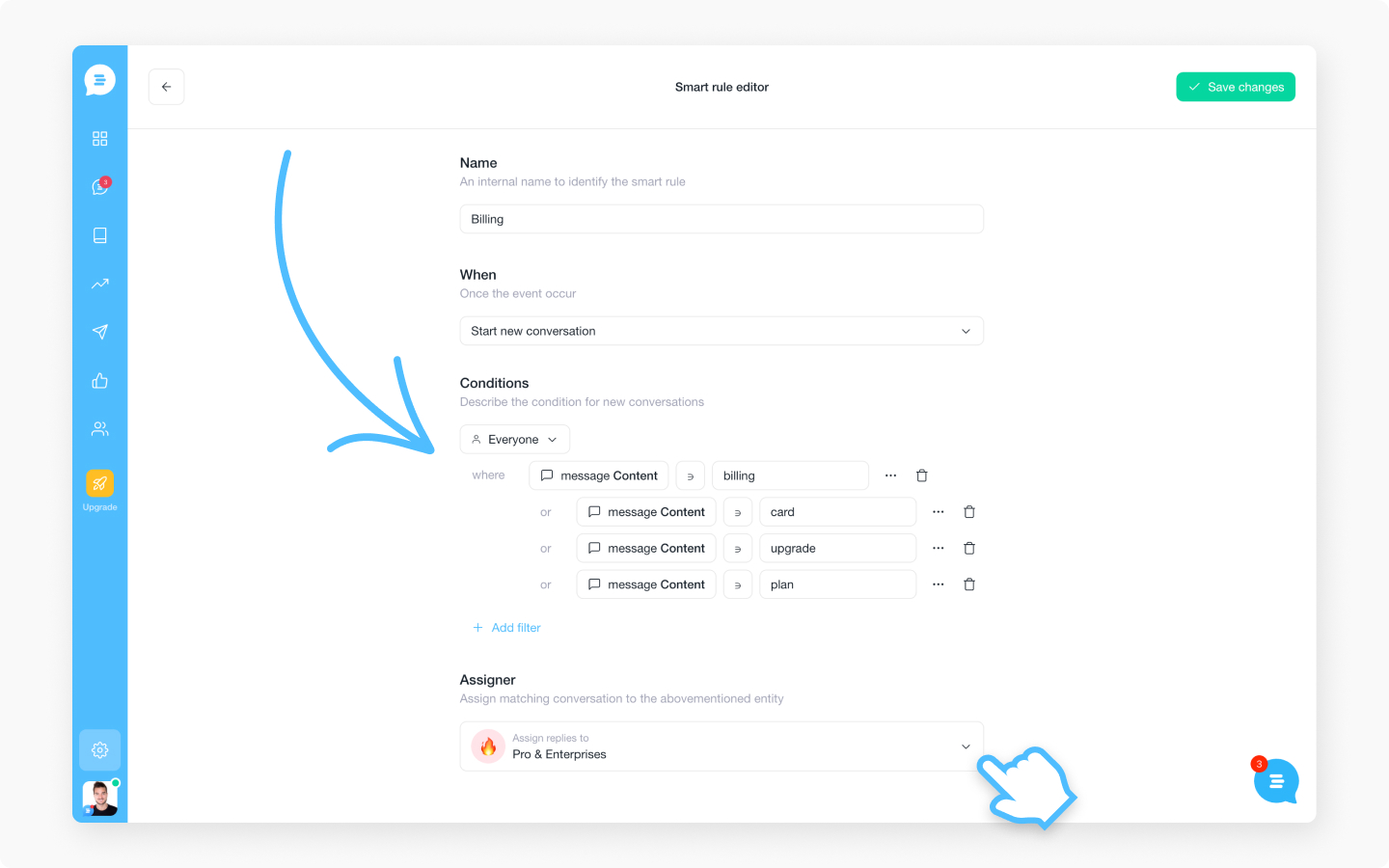 customer service automation with Ticket routing in Customerly