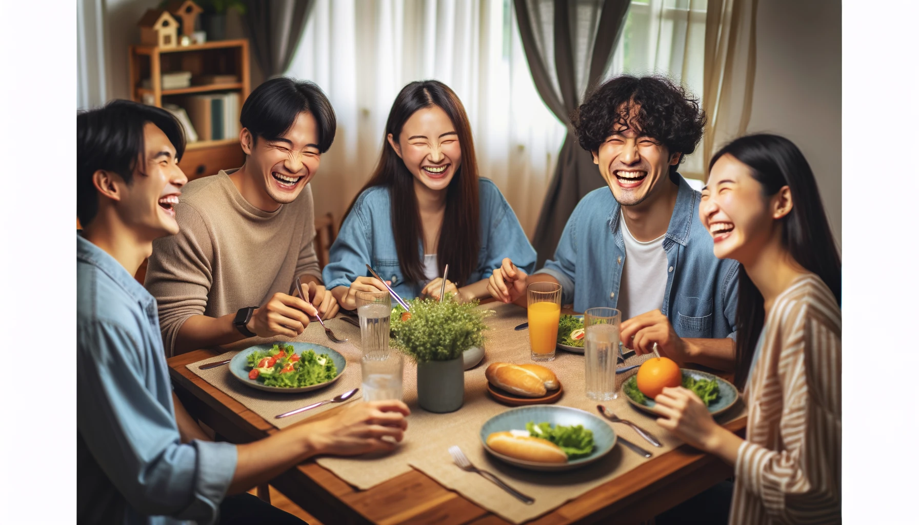 A group of friends enjoying a meal togeher 