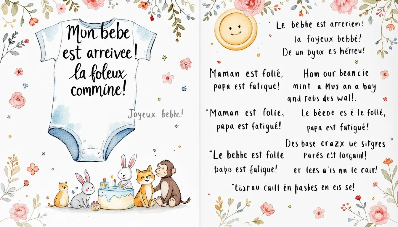 A humorous baby shower card with funny quotes.