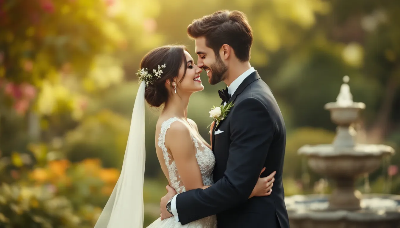 A wedding photographer capturing a couple on their wedding day.