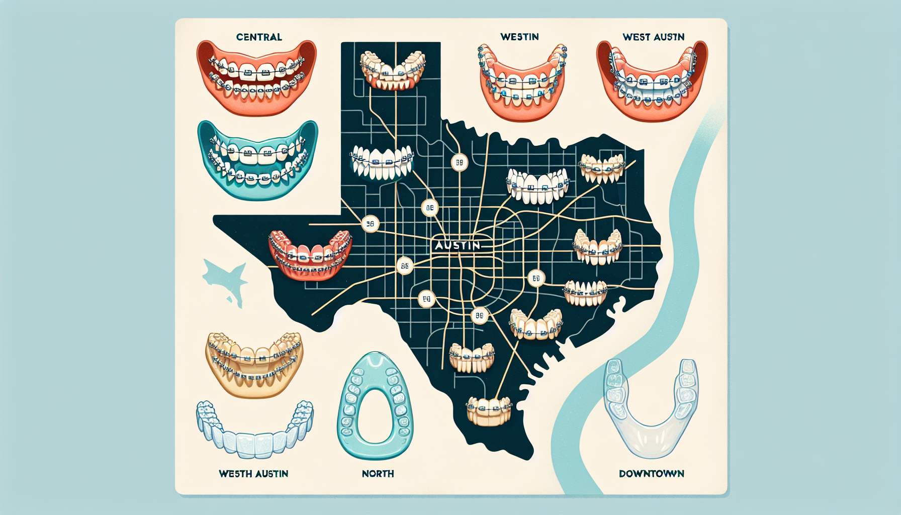 Variety of braces options in Central, West, North, and Downtown Austin