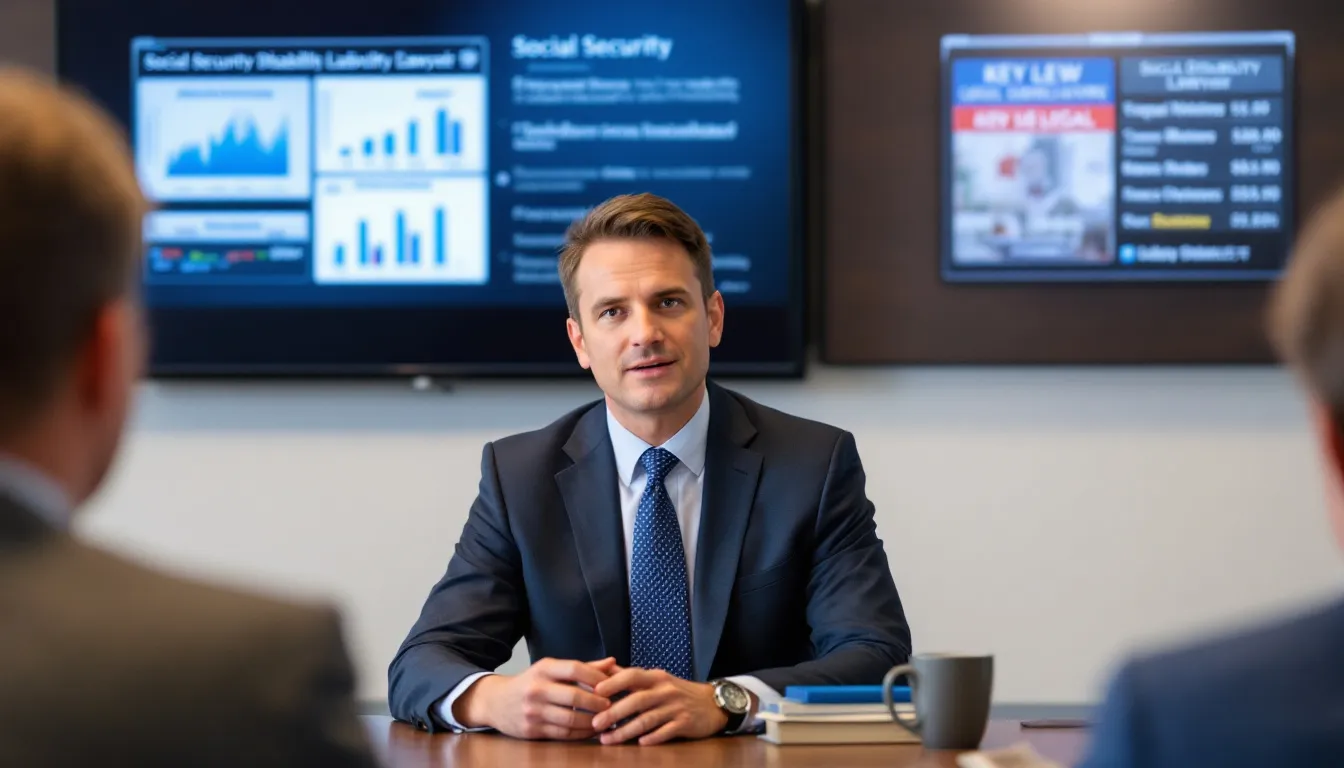 A professional Denver social security disability lawyer discussing a case.