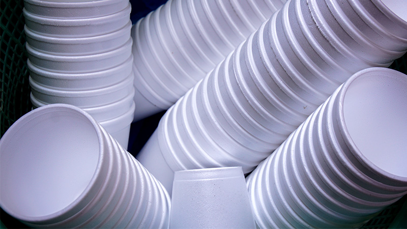 Stacked Polystyrene Cups