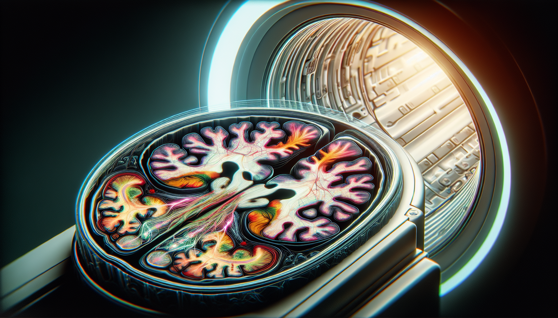 Ilustración de una resonancia magnética (RM) del cerebro para el diagnóstico de la isquemia cerebral