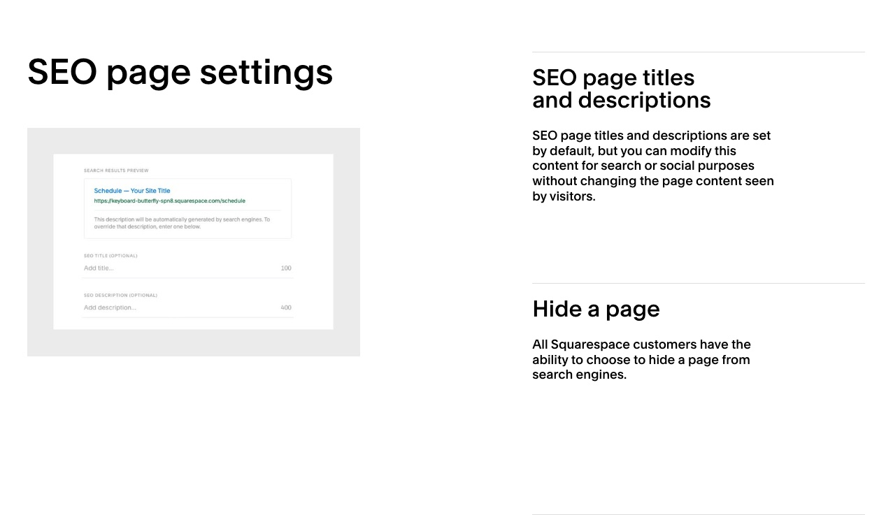 Squarespace SEO features