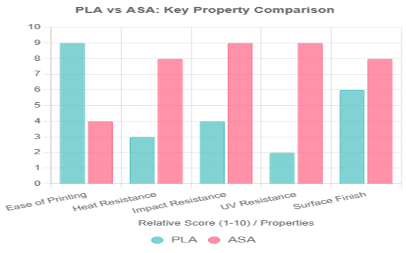 Key Property Comparison Between PLA and ASA