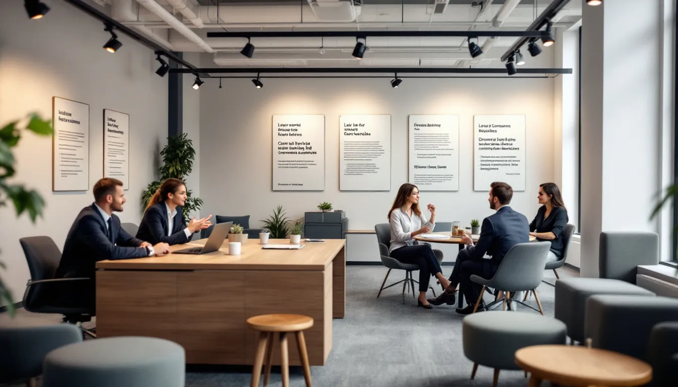 An image showcasing a law firm environment, emphasizing client-centered legal services.