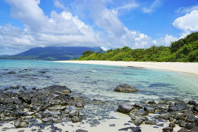 rocky beach, natuna indonesia, deserted island