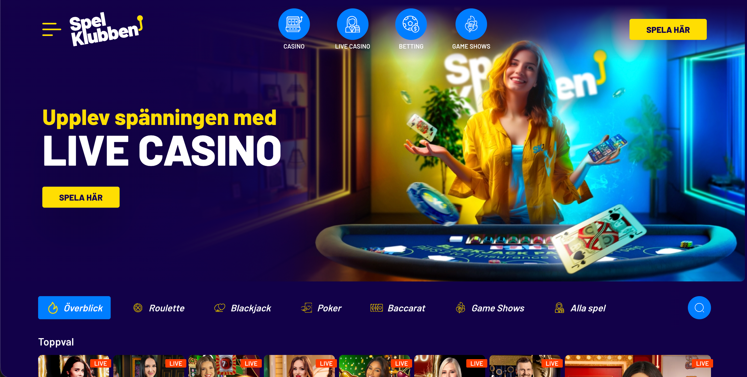 spelklubben livecasino