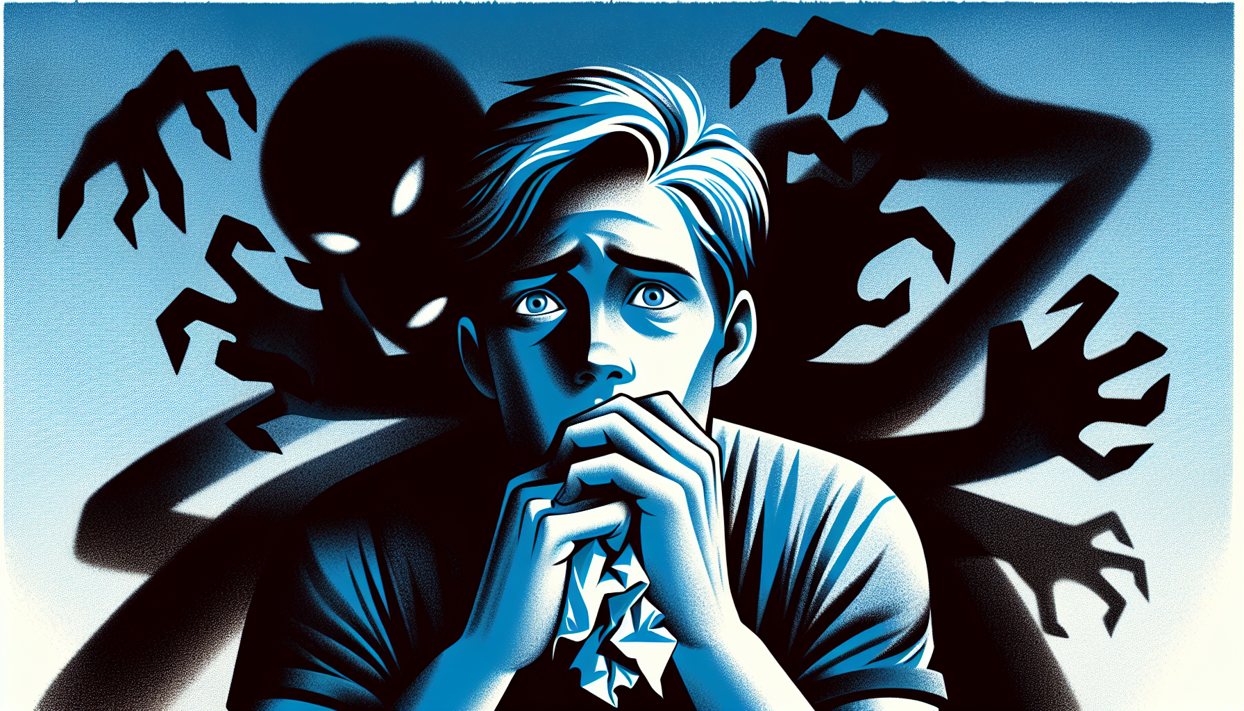 Illustrazione di una persona preoccupata e agitata mostrando sintomi di ansia