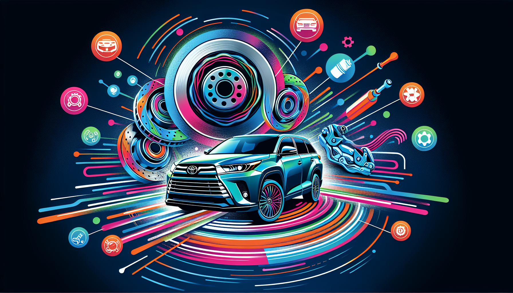 An illustration showing the benefits of upgrading brake kits, specifically for the 2018 Toyota Highlander.