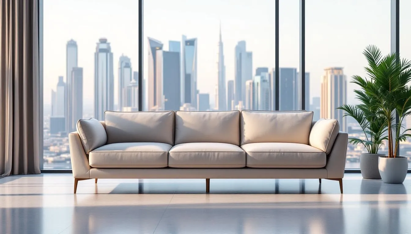 An image showcasing a clean and fresh sofa, emphasizing the importance of affordable sofa cleaning in Dubai.