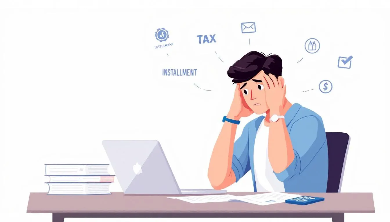 A person contemplating their IRS installment payment options, pondering if they can skip a payment.