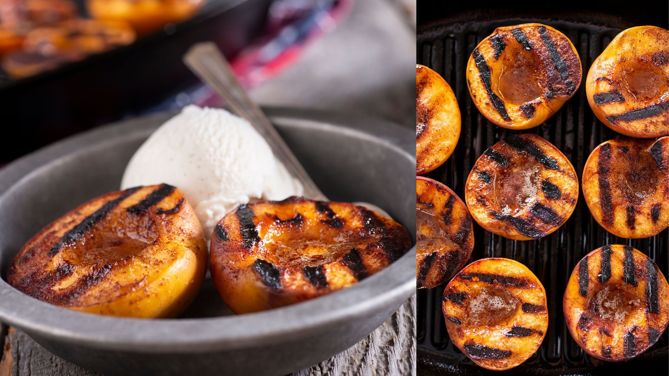 Grilled Peaches with Icecream