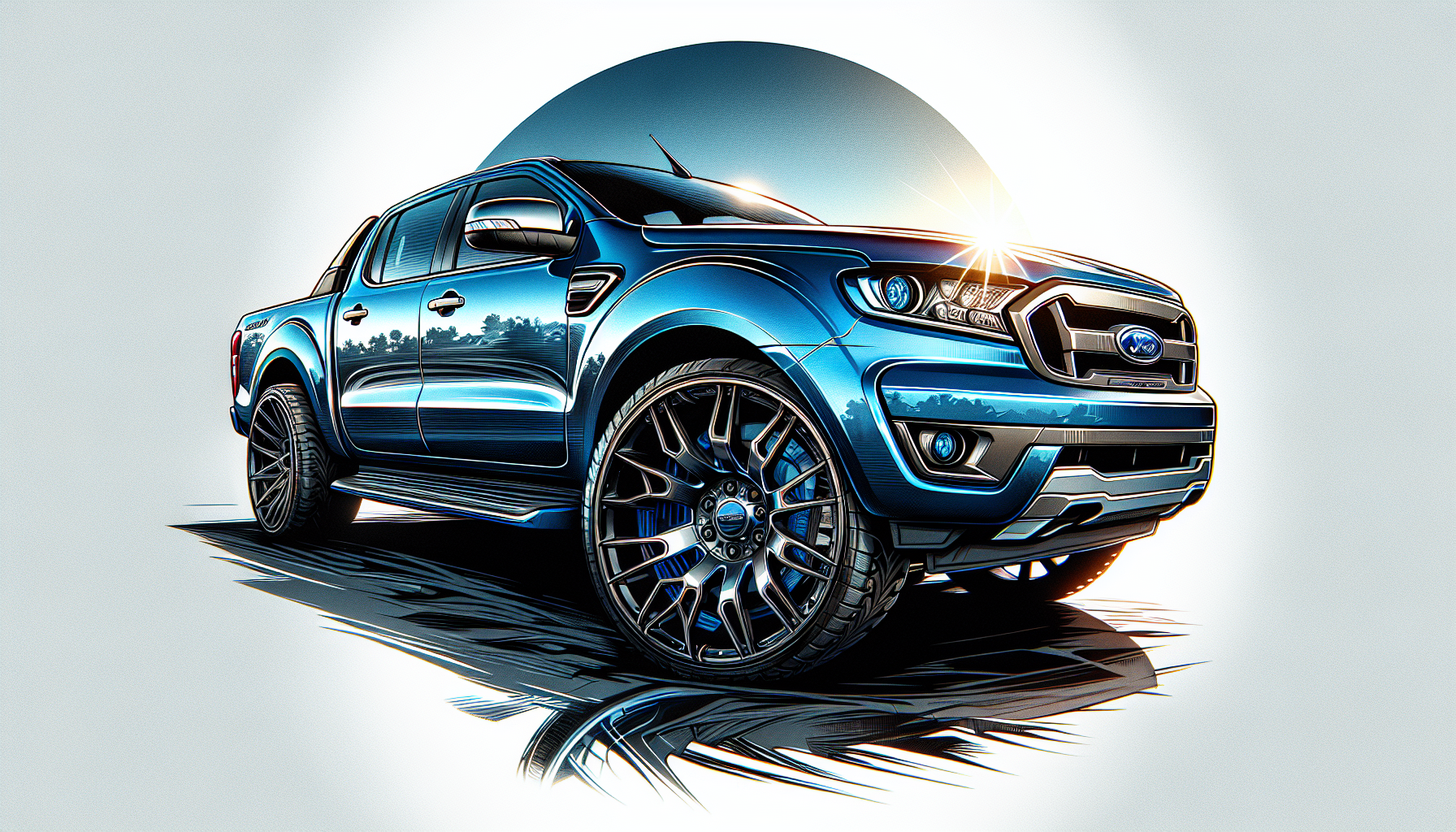 Stylish black alloy mag wheels enhancing the appearance of a Ford Ranger